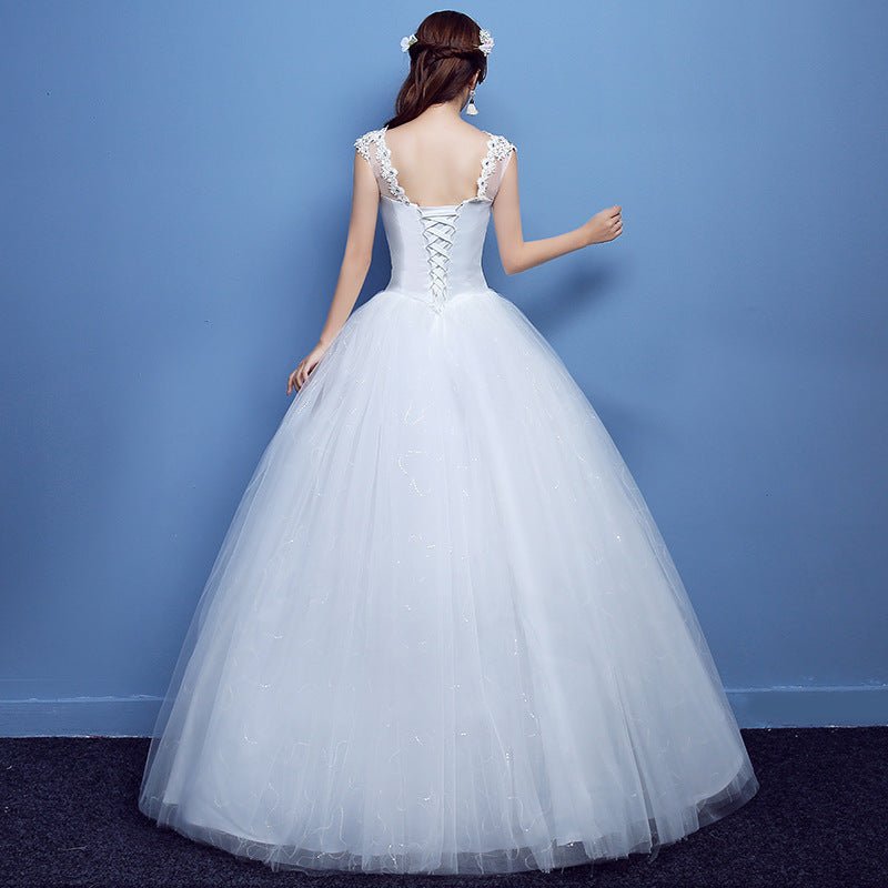 Red Double Shoulder Diamond Lace Wedding Dress - RICALOUX