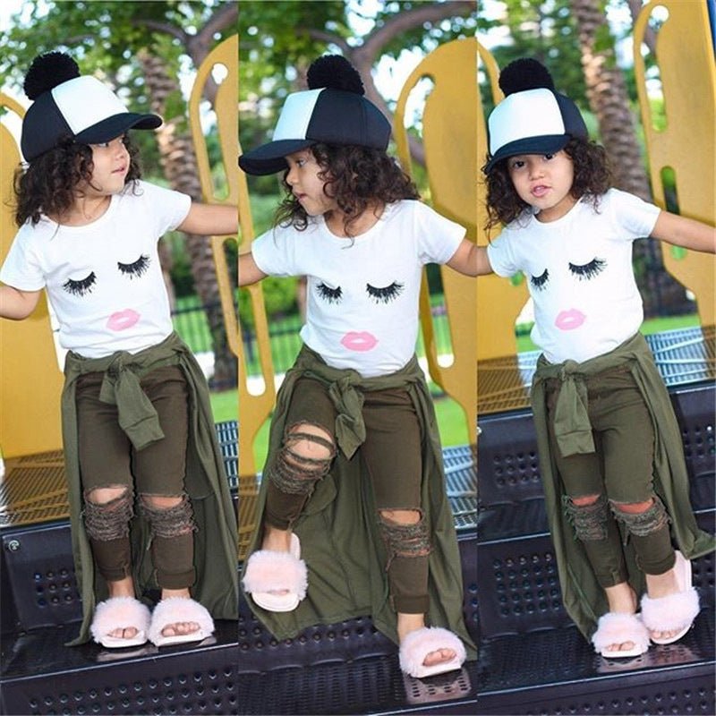 Pudcoco Girl Set 6M-4Y Kid Baby Girls Eyelash Tops T-shirt Pants Leggings Outfits Set Clothes - RICALOUX