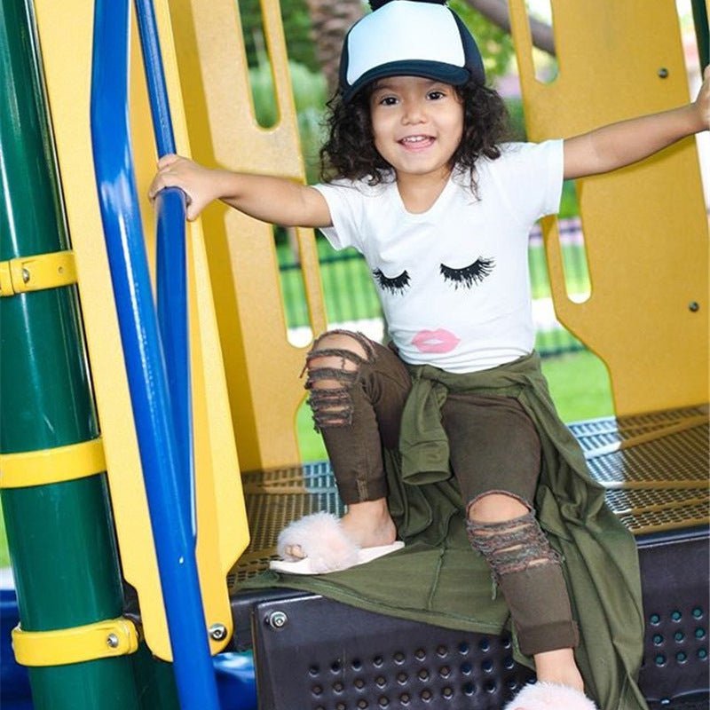 Pudcoco Girl Set 6M-4Y Kid Baby Girls Eyelash Tops T-shirt Pants Leggings Outfits Set Clothes - RICALOUX