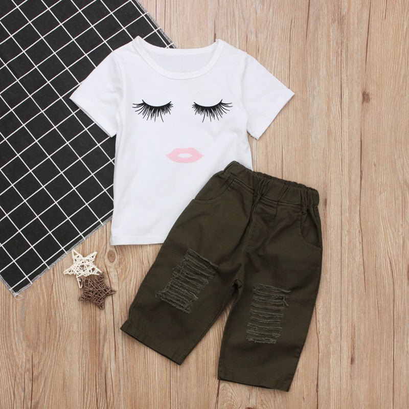 Pudcoco Girl Set 6M-4Y Kid Baby Girls Eyelash Tops T-shirt Pants Leggings Outfits Set Clothes - RICALOUX