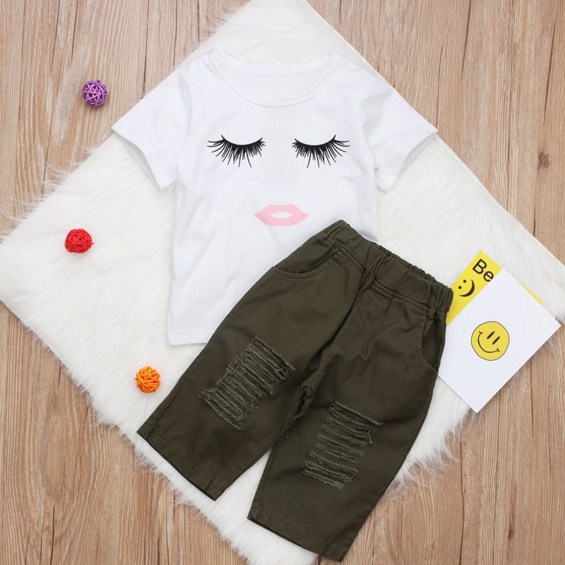 Pudcoco Girl Set 6M-4Y Kid Baby Girls Eyelash Tops T-shirt Pants Leggings Outfits Set Clothes - RICALOUX
