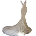 Sexy Halter Brigade Shooting Seaside Beach Location Mermaid Tail Light Wedding Dress - RICALOUX