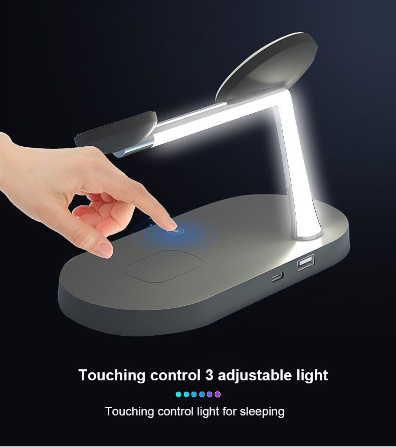 Multifunctional Five-In-One Magnetic Wireless Charging Watch Headset Desktop Mobile Phone Holder Charger 15W Fast Charge by Ricaloux