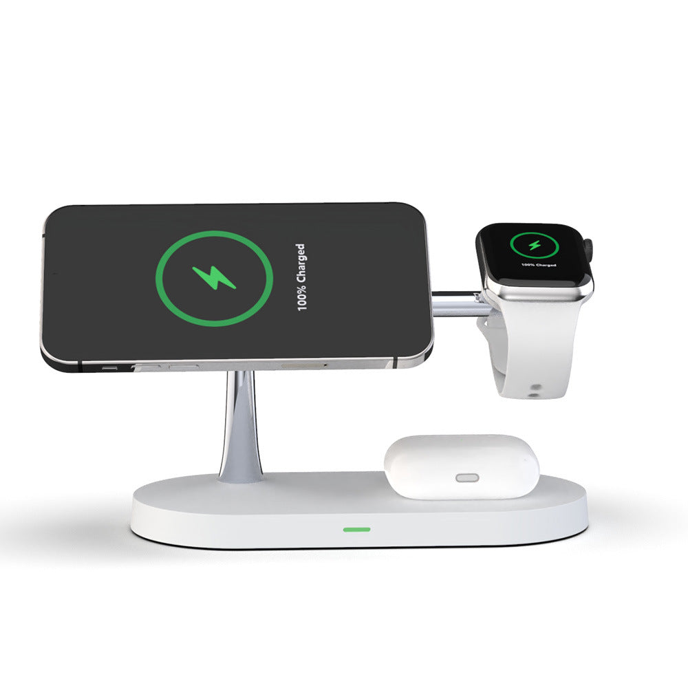 Multifunctional Five-In-One Magnetic Wireless Charging Watch Headset Desktop Mobile Phone Holder Charger 15W Fast Charge by Ricaloux