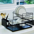 wholesale sink draining double tier metal wire kitchen dish storage rack for kitchen - RICALOUX