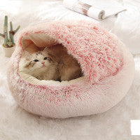 2 In 1 Dog And Cat Bed Pet Winter Bed Round Plush Warm Bed House Soft Long Plush Pets Bed Pet Products by Ricaloux