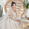 One-Shoulder Main Wedding Dress New Temperament Forest Super Fairy Dream Little Bride Han Trailing Starry Sky - RICALOUX