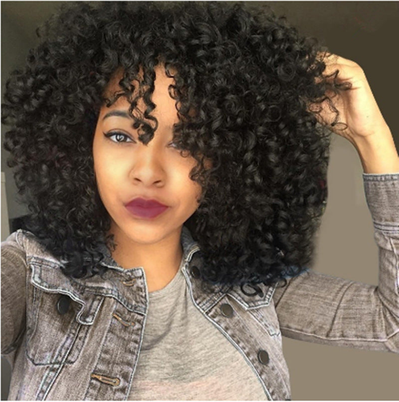 European And American Wigs, African Curly Hair Female Wigs, Fluffy Curly Bangs, Long Curly Hair Wigs – Premium 0 | RICALOUX