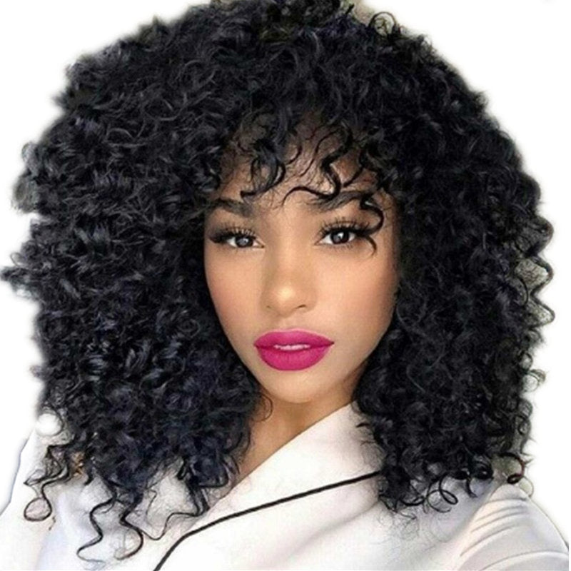European And American Wigs, African Curly Hair Female Wigs, Fluffy Curly Bangs, Long Curly Hair Wigs – Premium 0 | RICALOUX