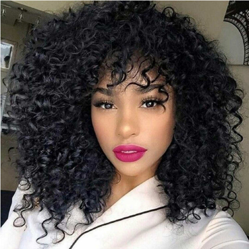 European And American Wigs, African Curly Hair Female Wigs, Fluffy Curly Bangs, Long Curly Hair Wigs – Premium 0 | RICALOUX
