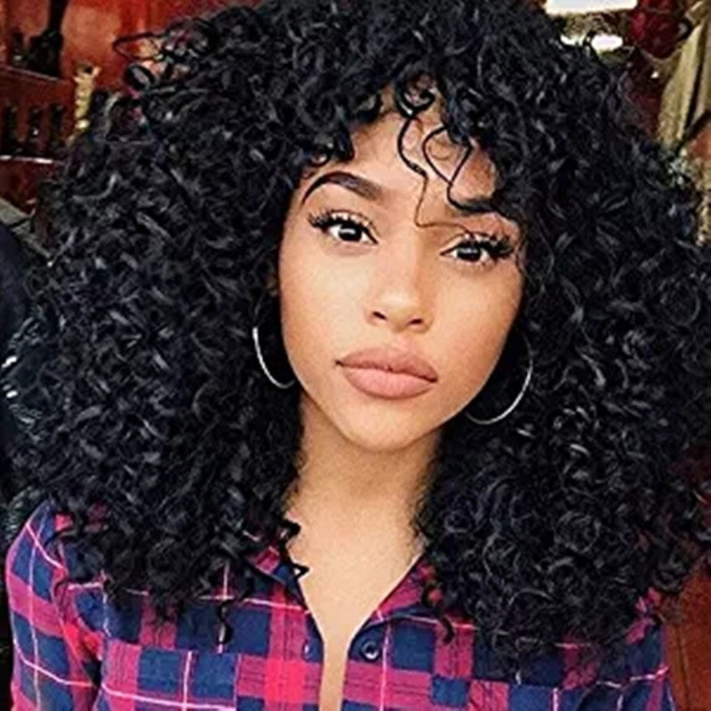 European And American Wigs, African Curly Hair Female Wigs, Fluffy Curly Bangs, Long Curly Hair Wigs – Premium 0 | RICALOUX