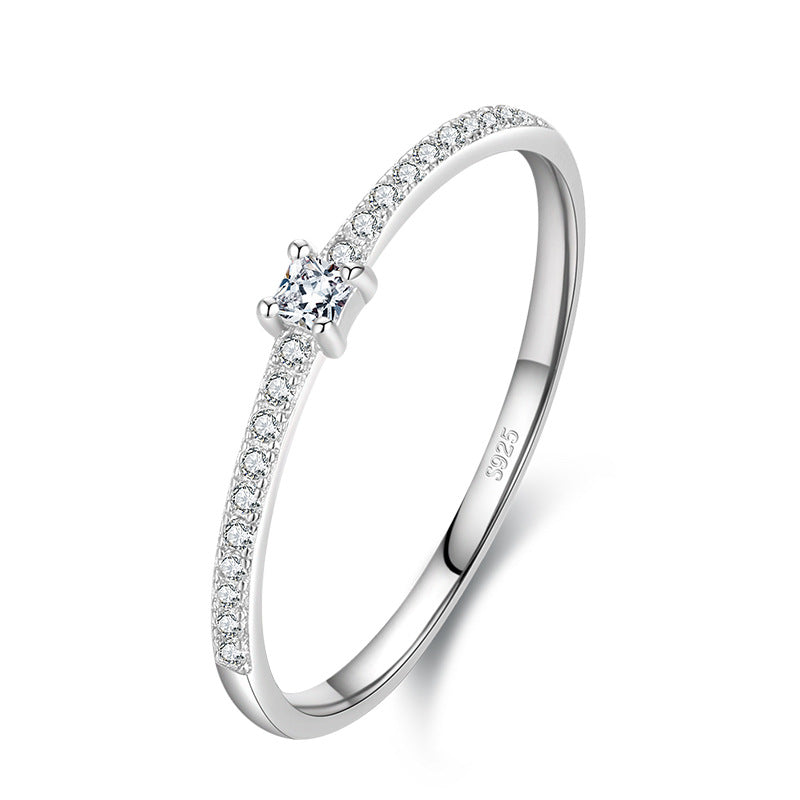 S925 Sterling Silver All-Match Simple Korean Trendy Micro-Inlaid Index Finger Ring Fashion Jewelry by Ricaloux