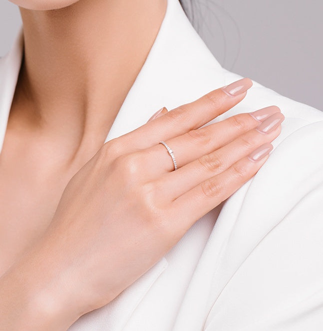 S925 Sterling Silver All-Match Simple Korean Trendy Micro-Inlaid Index Finger Ring Fashion Jewelry by Ricaloux
