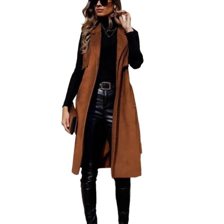 Electric Flip Collar Buckle Free Waist Belt Lace Up Long Vest – Premium 0 | RICALOUX
