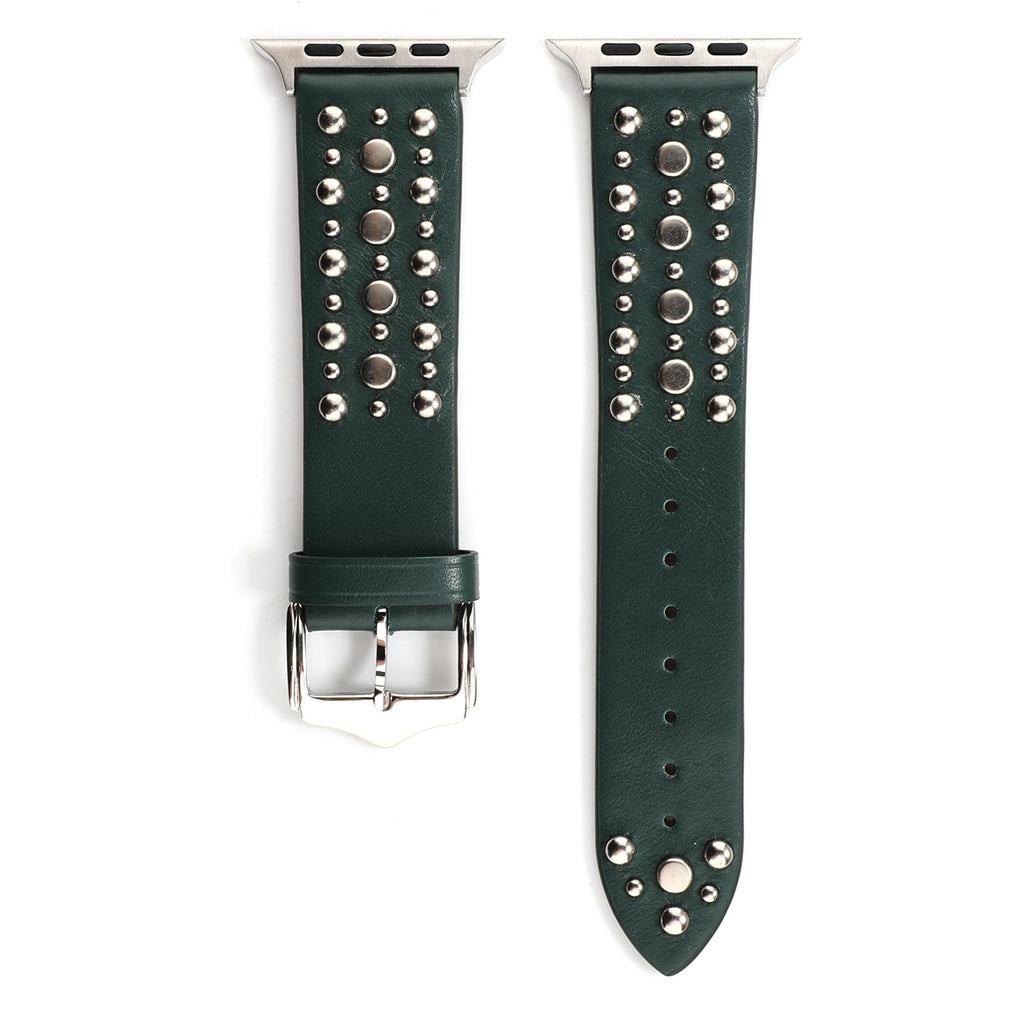 Compatible with Apple, Strap Silver Nails, Gold Nails, Rose Gold Nails Iwatch54321 Rivet Leather Strap by Ricaloux