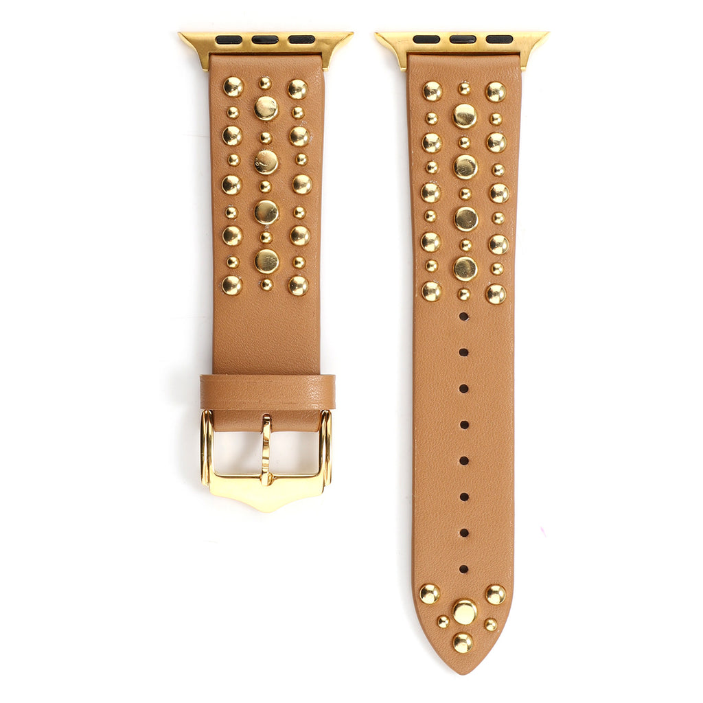 Compatible with Apple, Strap Silver Nails, Gold Nails, Rose Gold Nails Iwatch54321 Rivet Leather Strap by Ricaloux