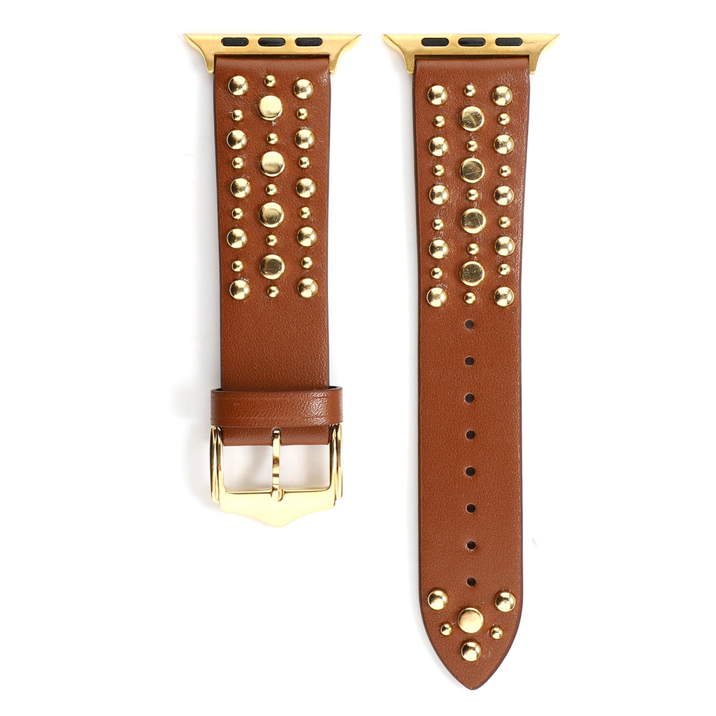 Compatible with Apple, Strap Silver Nails, Gold Nails, Rose Gold Nails Iwatch54321 Rivet Leather Strap by Ricaloux