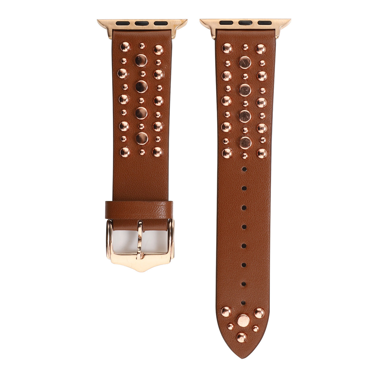 Compatible with Apple, Strap Silver Nails, Gold Nails, Rose Gold Nails Iwatch54321 Rivet Leather Strap by Ricaloux