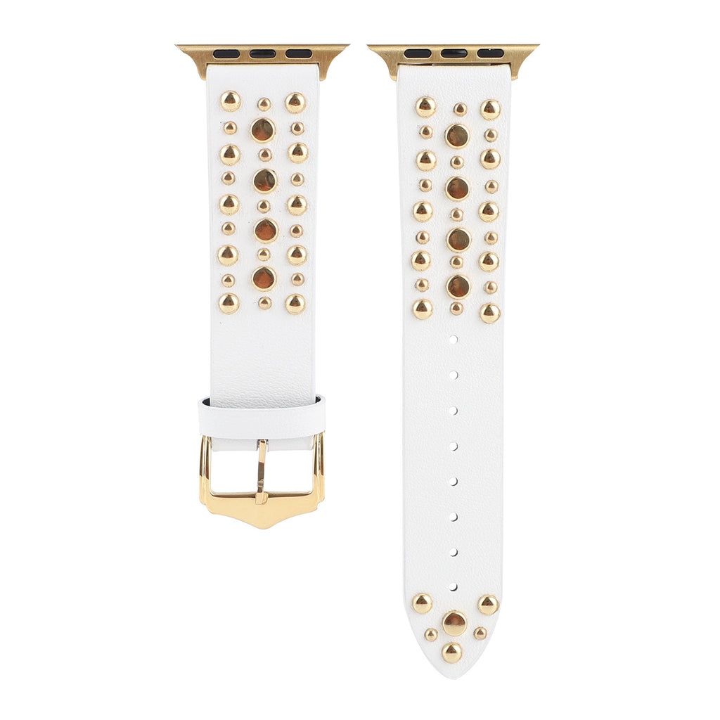 Compatible with Apple, Strap Silver Nails, Gold Nails, Rose Gold Nails Iwatch54321 Rivet Leather Strap by Ricaloux