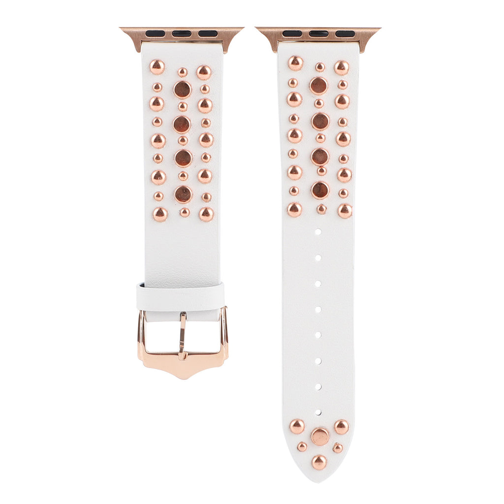 Compatible with Apple, Strap Silver Nails, Gold Nails, Rose Gold Nails Iwatch54321 Rivet Leather Strap by Ricaloux