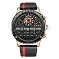 Uniquex Men Wrist Watches Leather Black Silver Creative by Ricaloux