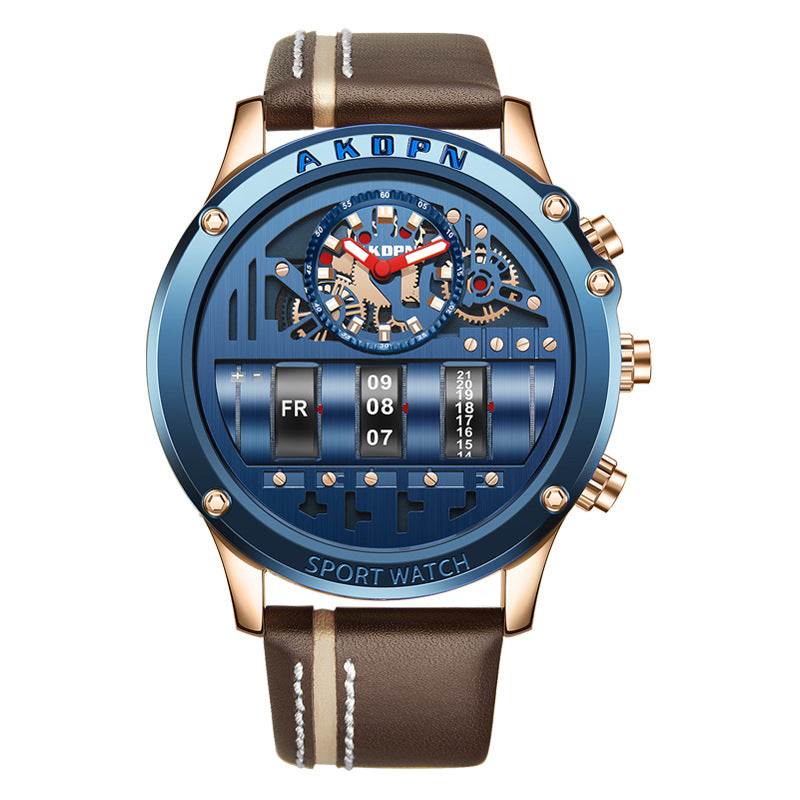 Uniquex Men Wrist Watches Leather Black Silver Creative by Ricaloux