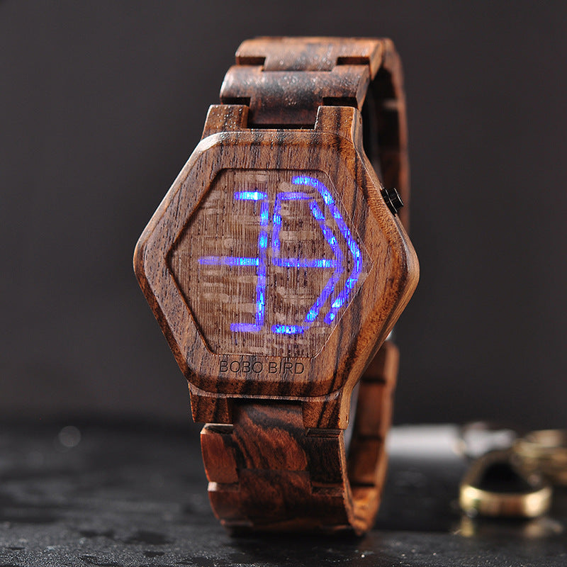 LED Display Wooden Watch Men Wristwatches Wood Night Vision – Premium 0 | RICALOUX