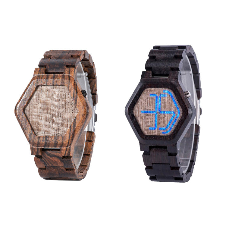 LED Display Wooden Watch Men Wristwatches Wood Night Vision – Premium 0 | RICALOUX