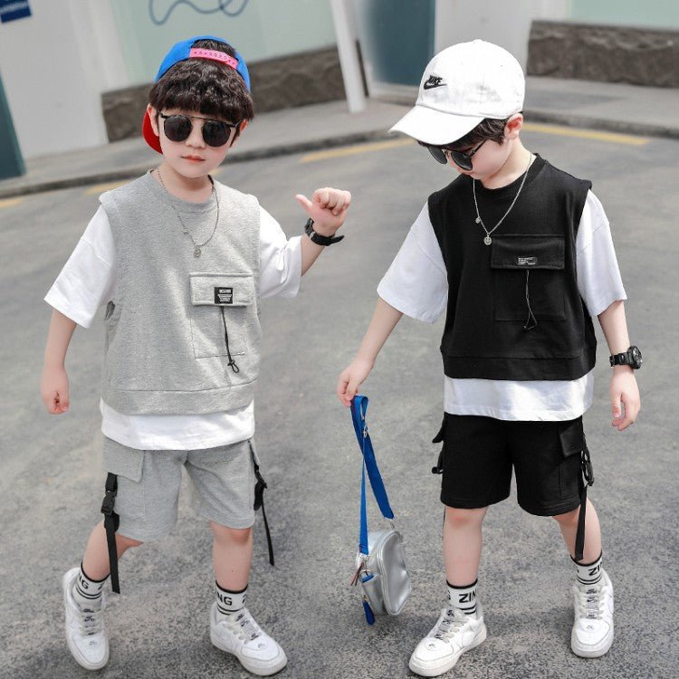 Children's Clothing Boys Summer Short-Sleeved Overalls - RICALOUX