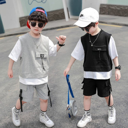 Children's Clothing Boys Summer Short-Sleeved Overalls - RICALOUX
