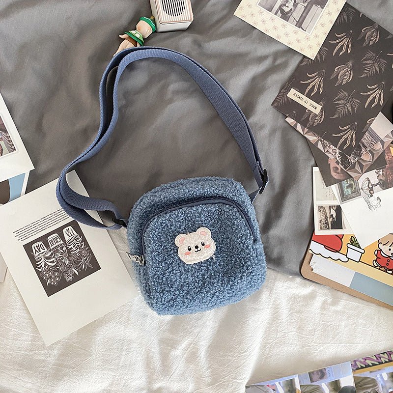 Women Plush Mobile Phone Bag Girls Small Shoulder Bag - RICALOUX