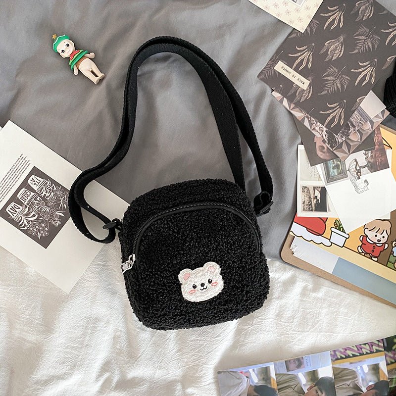 Women Plush Mobile Phone Bag Girls Small Shoulder Bag - RICALOUX