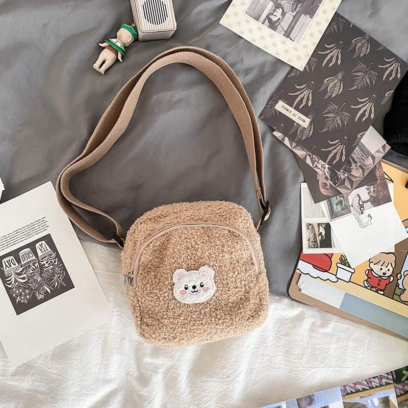 Women Plush Mobile Phone Bag Girls Small Shoulder Bag - RICALOUX