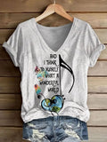 Womens Fashionable Loose-fit Casual V-neck Short-sleeve Top by Ricaloux