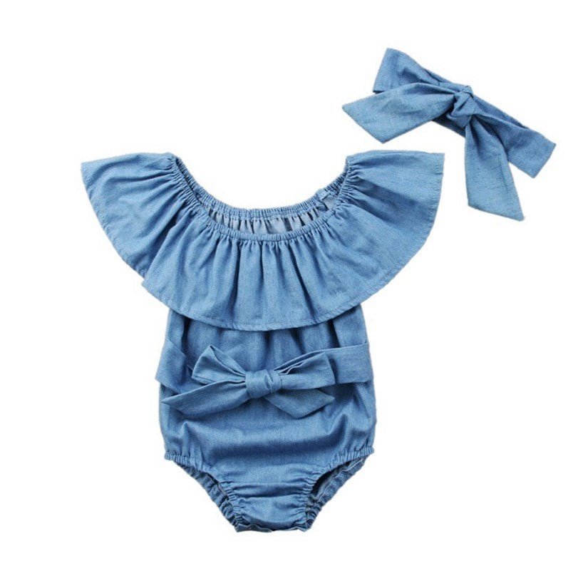Summer Baby Girl Romper Denim Jumpsuit Children Kid Clothes - RICALOUX