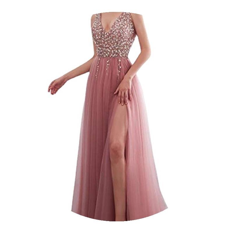 Deep V Club WeDDing DreSS Slim Women DreSSeS Office Printing - RICALOUX