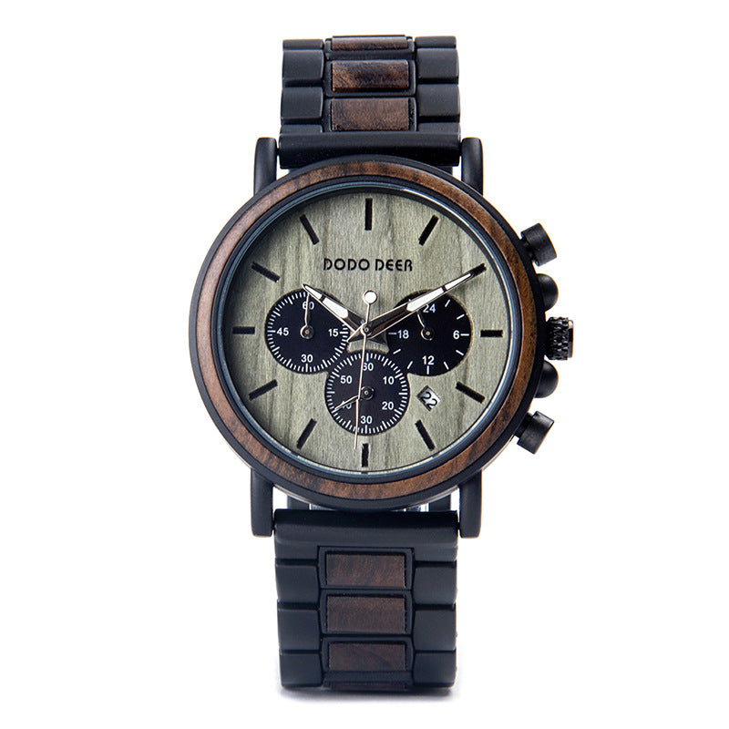 Luxury Wood Stainless Steel Men Watch Stylish Wooden – Premium 0 | RICALOUX