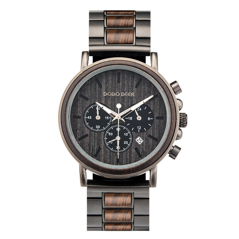 Luxury Wood Stainless Steel Men Watch Stylish Wooden – Premium 0 | RICALOUX