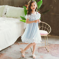 Girls Summer Short-sleeved Nightdress, Little Girl, Cotton Lace, Princess Style, Children's Home Clothes, Big Children's Baby Pajamas - RICALOUX