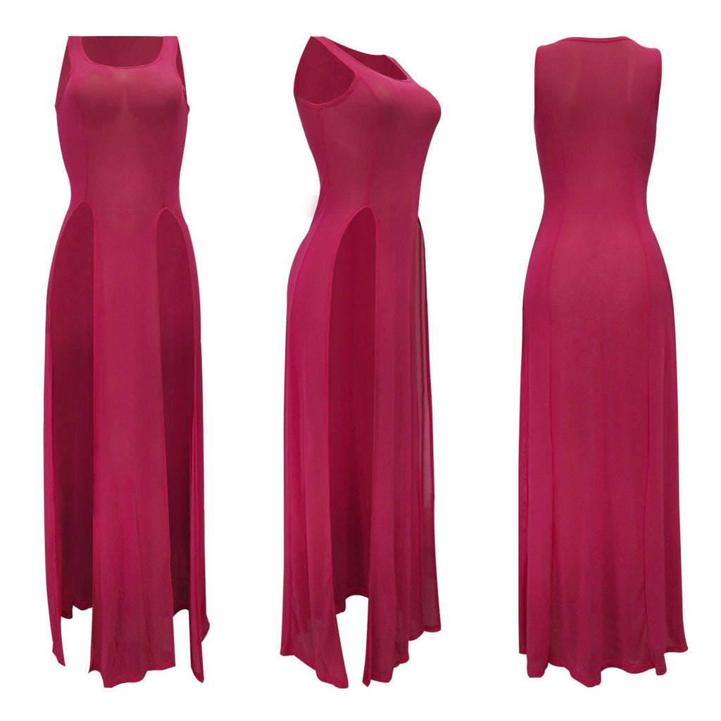 Split color sleeveless beach skirt - RICALOUX
