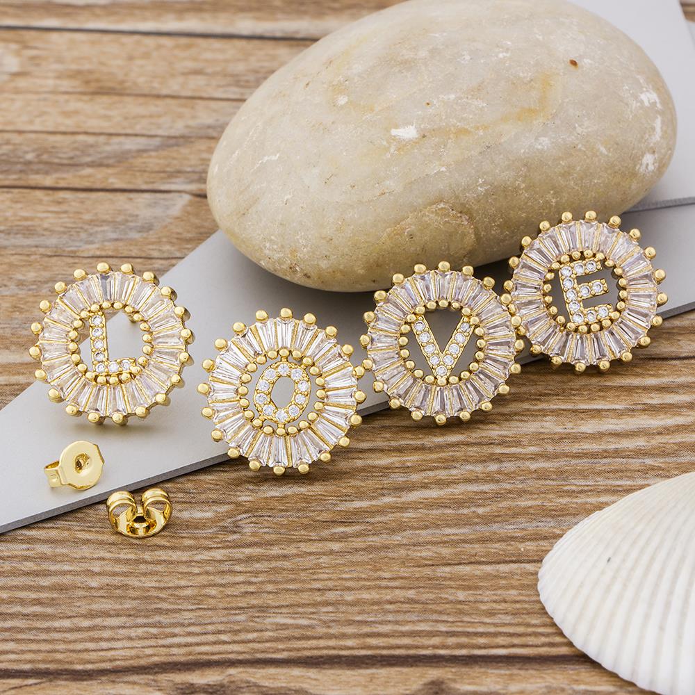 Fashion Letter Earrings for Women Gold Studs Jewelry by Ricaloux