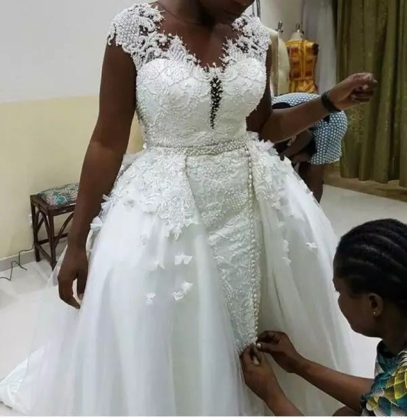 African Mermaid Detachable Lace Mermaid Wedding Dress - RICALOUX