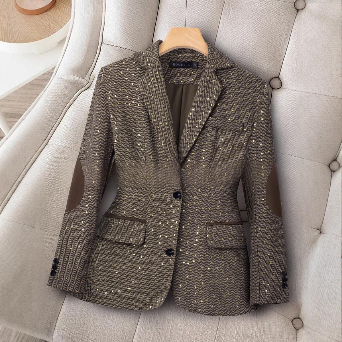 Womens Long-Sleeve Color-Block Suit With Spring And Autumn Geometric Patterns by Ricaloux