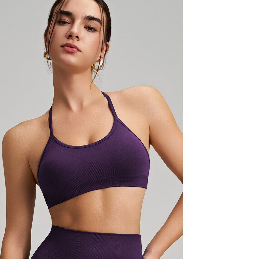Women's Seamless Thin Strap Cross Back Yoga Outfit Set, Quick-Dry Tight Sports Fitness Bra For Running – Premium 4 | RICALOUX