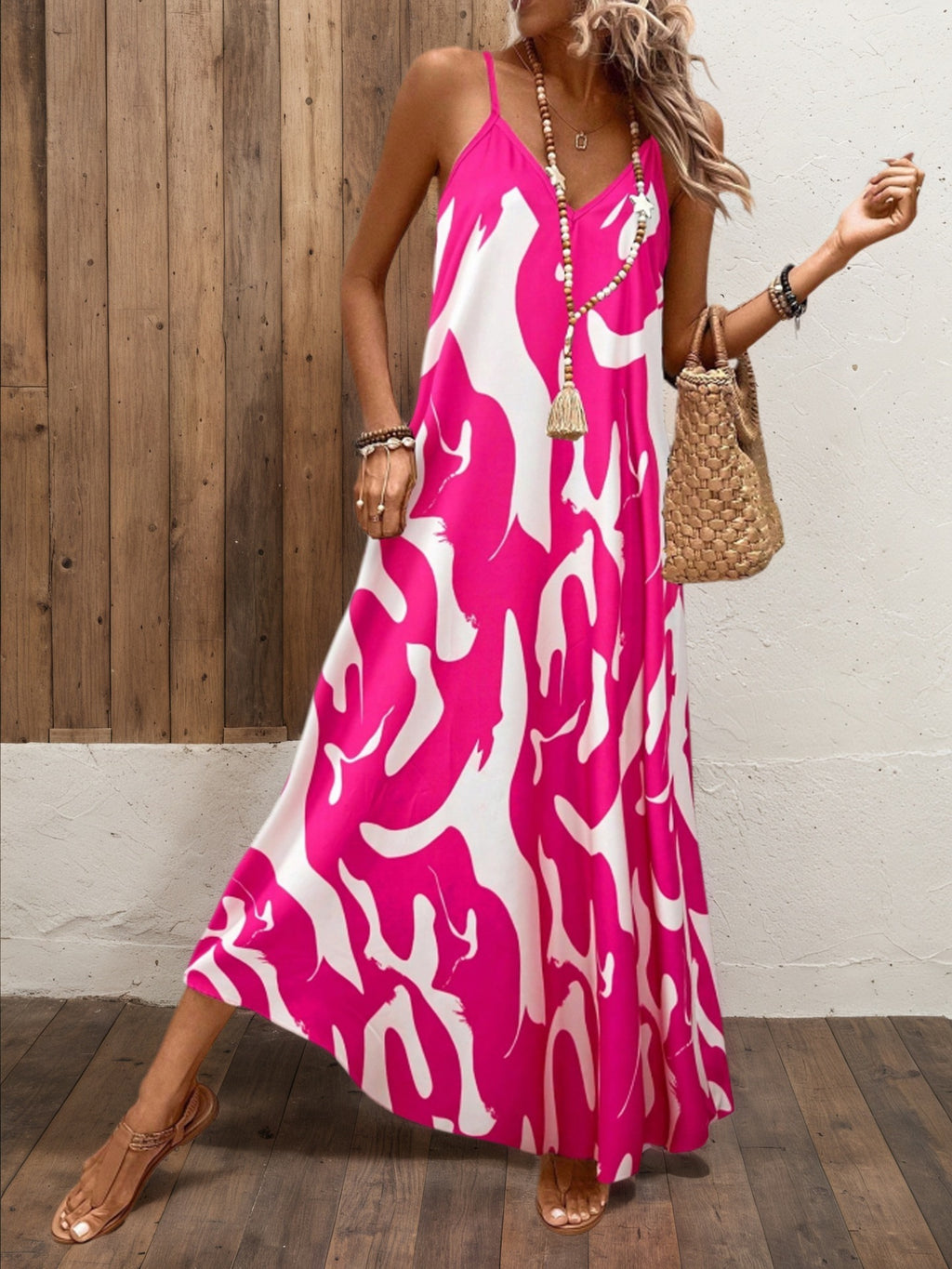 Womens FashionableCasual And Sexy Printed Strap Dress by Ricaloux