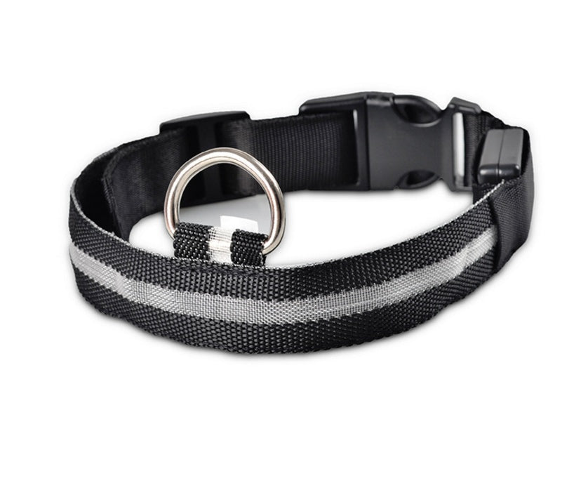 Nylon LED Pet Dog Luminous Collar Night Safety Flashing Glow in Dark Dog Cat Leash Adjustable Pet Supplies - RICALOUX