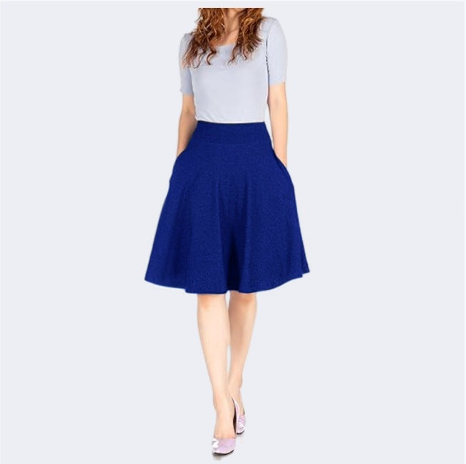 Knee-length A-line Skirt With Pockets Exuding An Elegant And Professional Vibe – Premium 0 | RICALOUX
