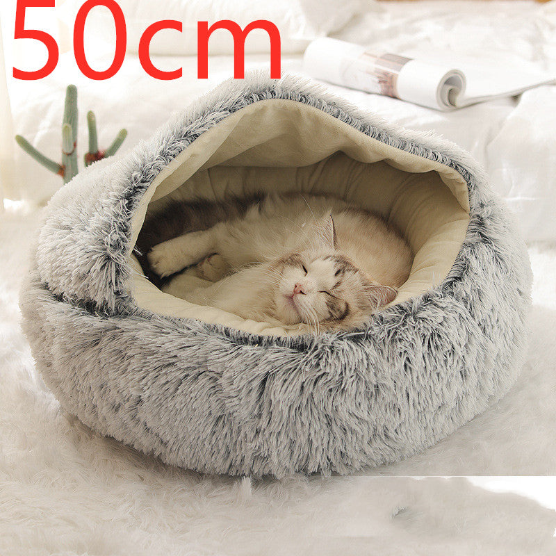 2 In 1 Dog And Cat Bed Pet Winter Bed Round Plush Warm Bed House Soft Long Plush Pets Bed Pet Products by Ricaloux