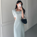 Split puff sleeve hip dress - RICALOUX