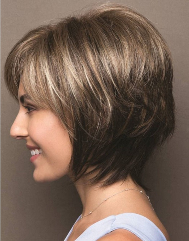 Mixed Blonde Brown Wigs Natural Hair Heat Resistant Hair Wig by Ricaloux